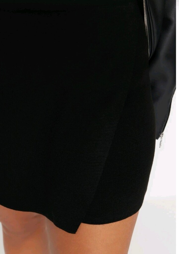 Curve Siyah Mini Triko Şort Etek – Trendyol L (40) - 5