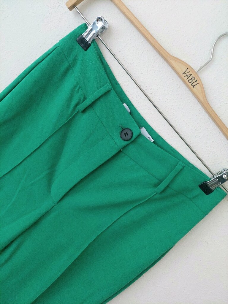Bayan yeşil renk kumaş pantolon - 2