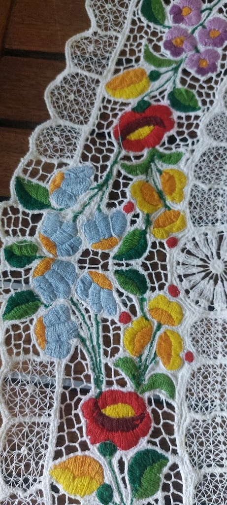 AVRUPA NAKIS BOBIN DANTELI VİNTAGE ÖRTÜ 82/47CM SİFİR SANDİKTAN - 13