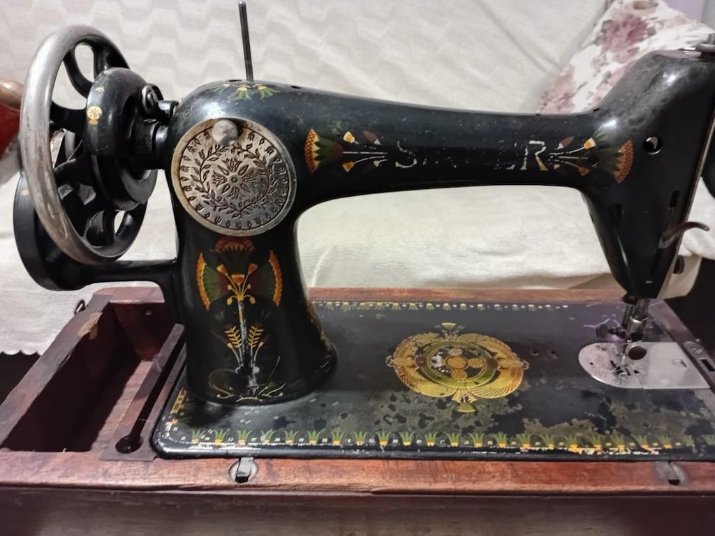 1914 Üretimi Orijinal Antika Taşınabilir Singer Dikiş Makinesi - 2