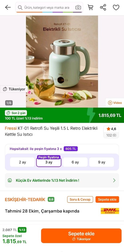 fressi Su Yeşili 1.5L Kettle su isitici - 6