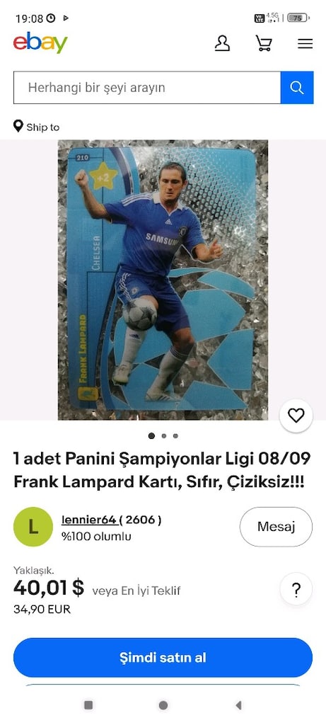 Panini Şampiyonlar Ligi 08/09 Frank Lampard Kartı - 4