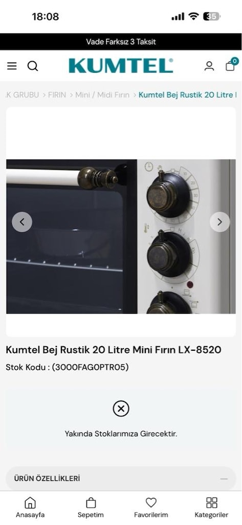 Kumtel Siyah Rustik 20 Litre Mini Fırın LX-8520 - 11