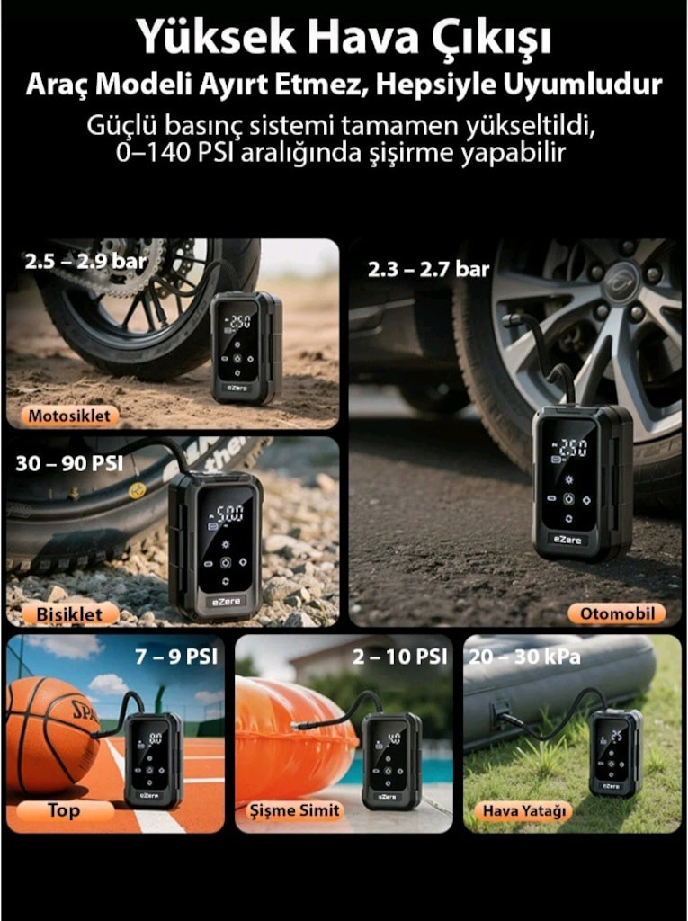 Şarjlı Kompresör Powerbank Özellikli - 4