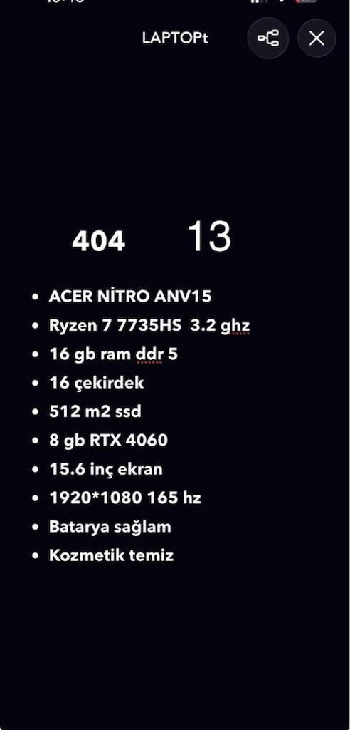 NİTRO Ryzen 7 (13) 16 ram 512 ssd RTX 4060 8 gb - 9