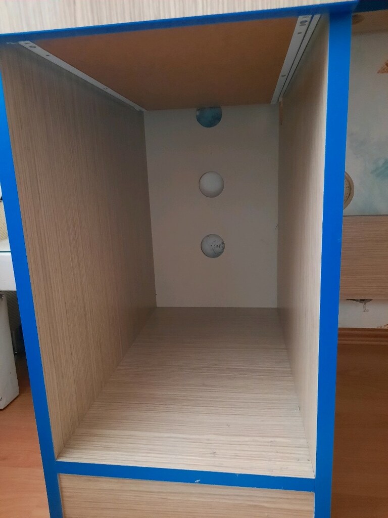 Ahşap mavi çizgili çalışma masası - 9