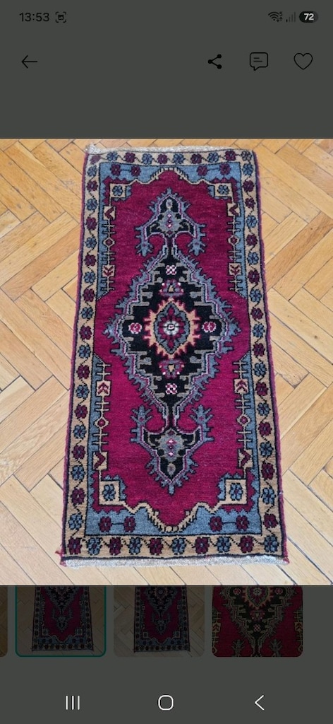 Antika El Dokuma Yün Halı Kök Boya - 2