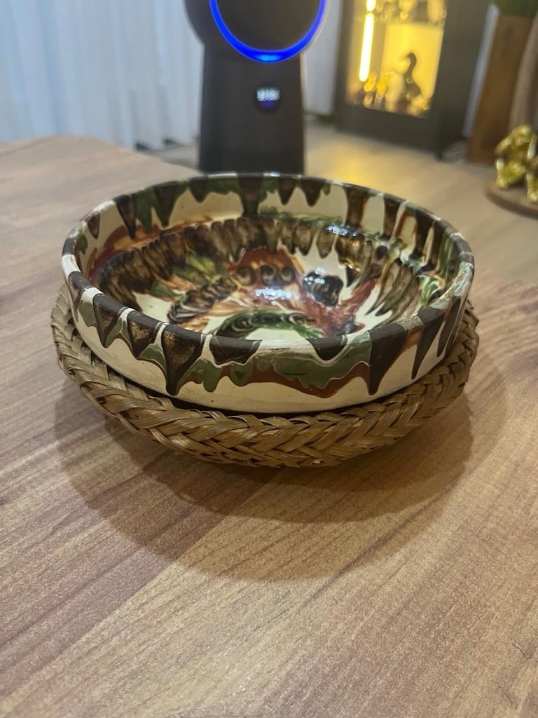 hasır serpeti ile birlikte seramik kase - 2