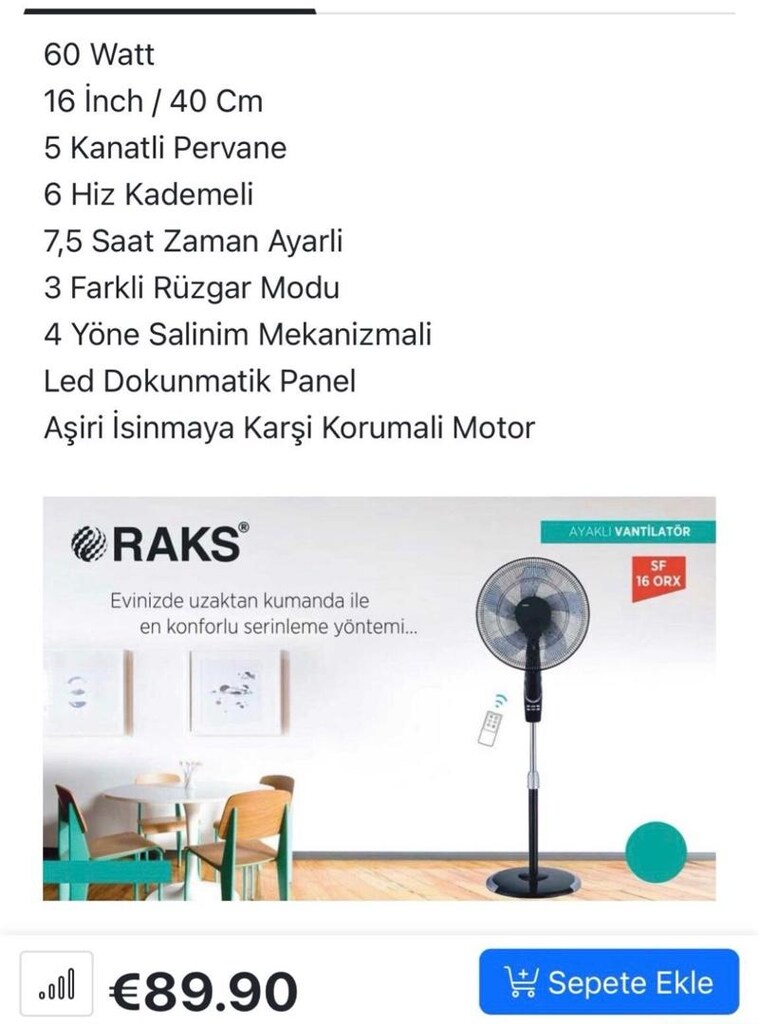 RAKS KUMANDALI GÜÇLÜ VANTİLATÖR - 4