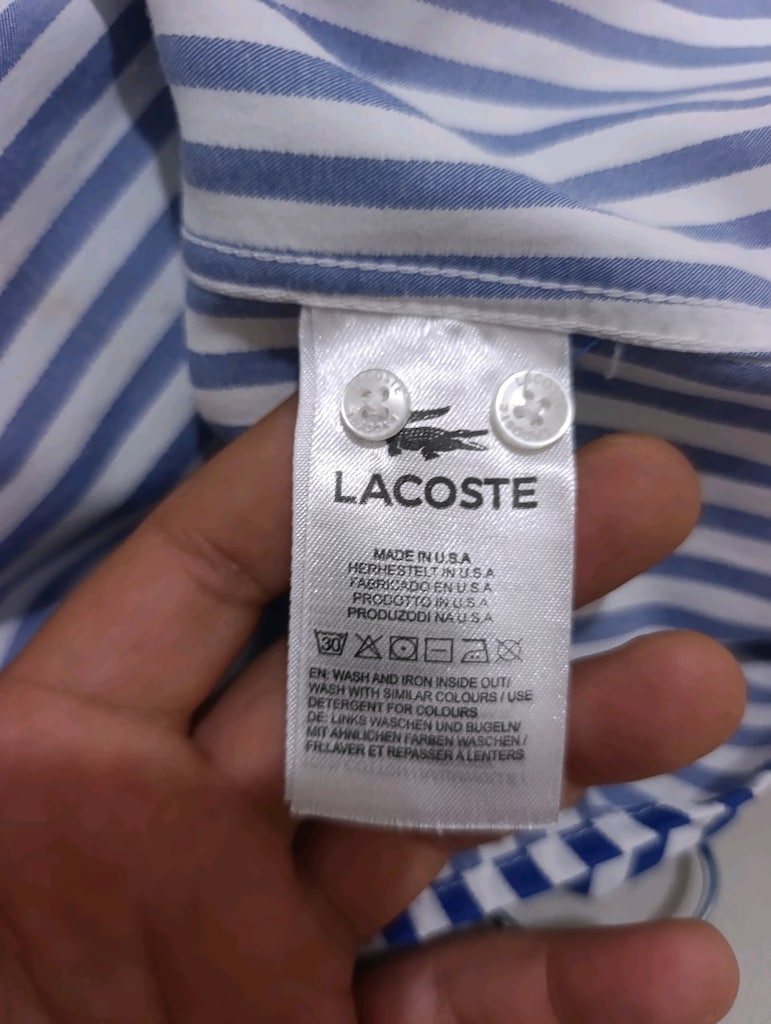 Lacoste Lacivert Çizgili Gömlek - 8