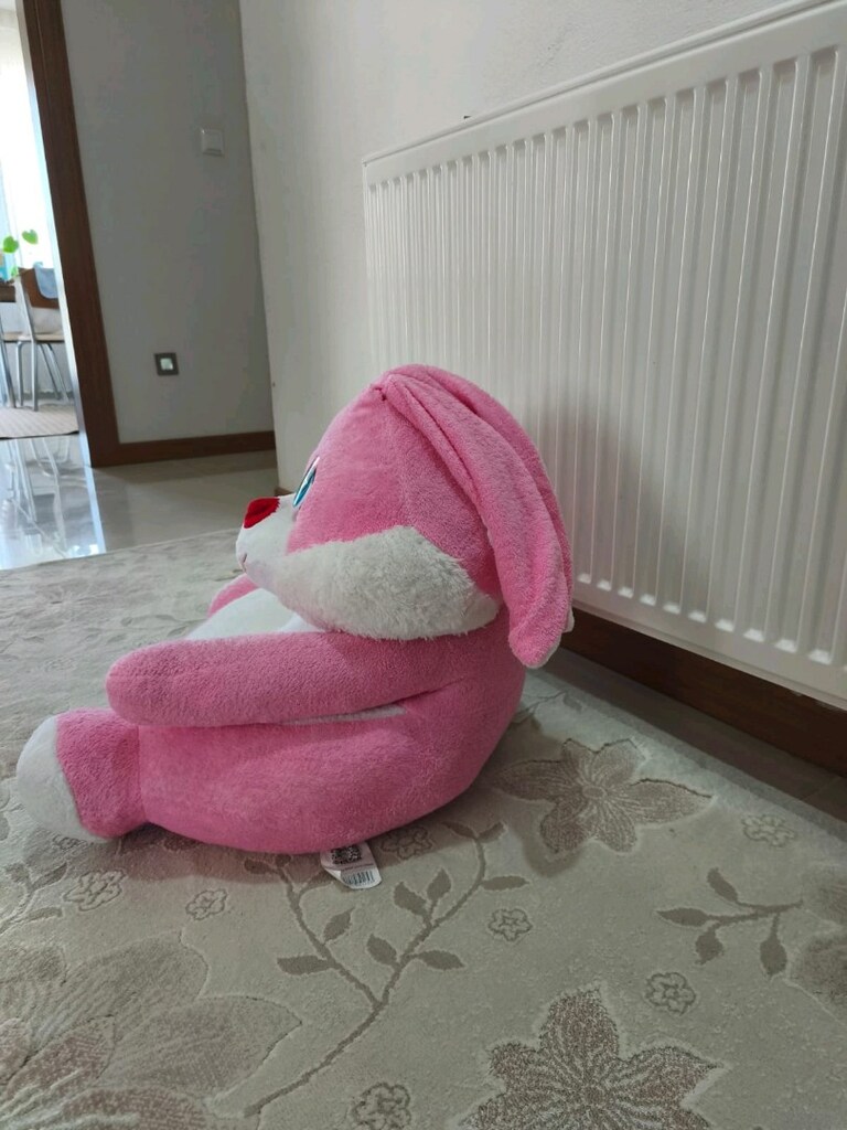 Pembe Peluş Tavşan Çocuk Koltuğu / Oturma Minderi (50 cm) i - 2