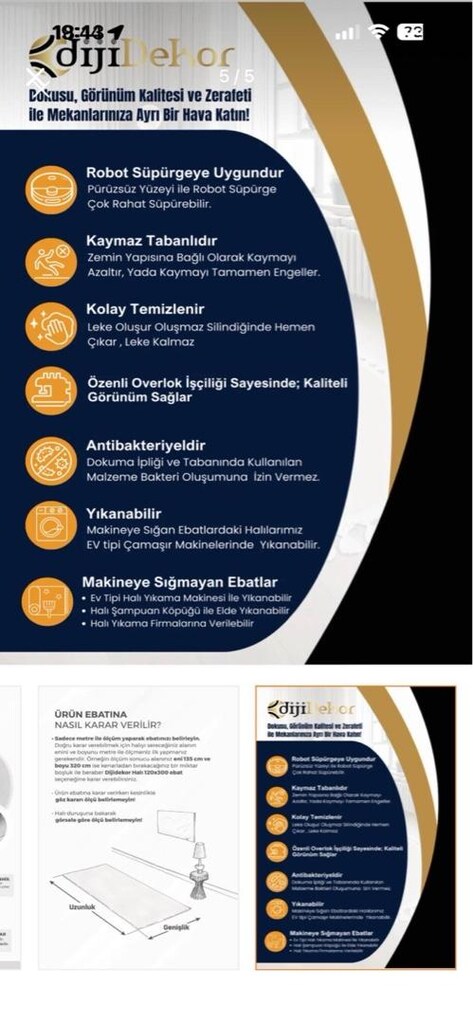 2 adet sıfır yıkanabilir halı - 6