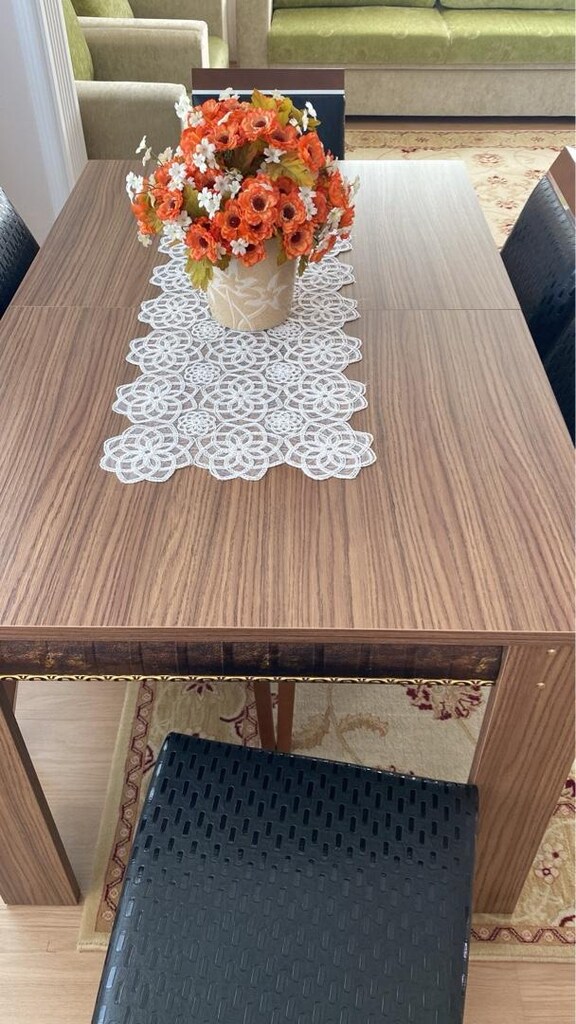 yemek masası 6 kişilik açılır masa sandalye sıfır ayarında - 3
