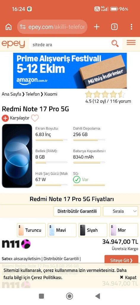 XİAOMİ REDMİ NOTE 17 PRO 256/8 3 GUNLUK CİHAZ - 2