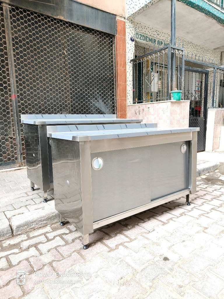 140 cm krom tezgah hazır mutfak krom çalışma tezgahı endüstriyel tezga - 14
