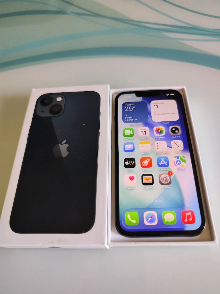 KARTA TAKSİT İPHONE 13 128 GB PİL 81 KUTU VE ŞARJ ALETİ MEVCUT TEMİZ - 4