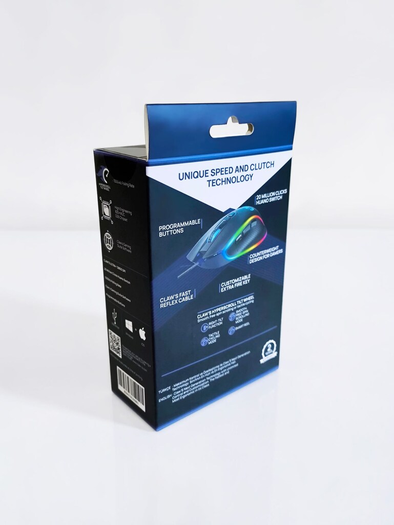 Claw's Nova V1 RGB 12800Dpi Ayarlı Macro Gaming Mouse (SIFIR) - 2