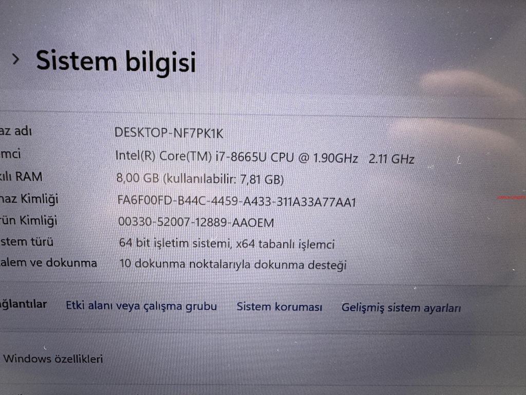 DELL İ7 8. NESİL 8 GB RAM 256 GB NVME DOKUNMATİK - 4
