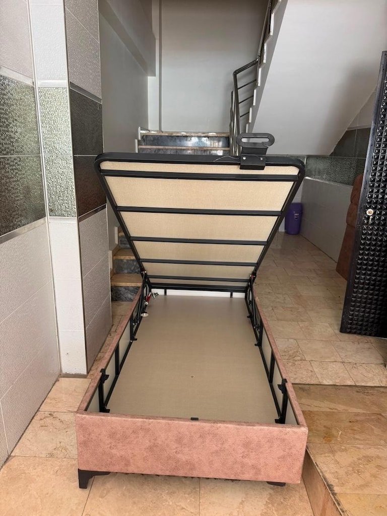 Sağlam Pudra Renk Tek Kişilik Baza + Başlık Seti - 2