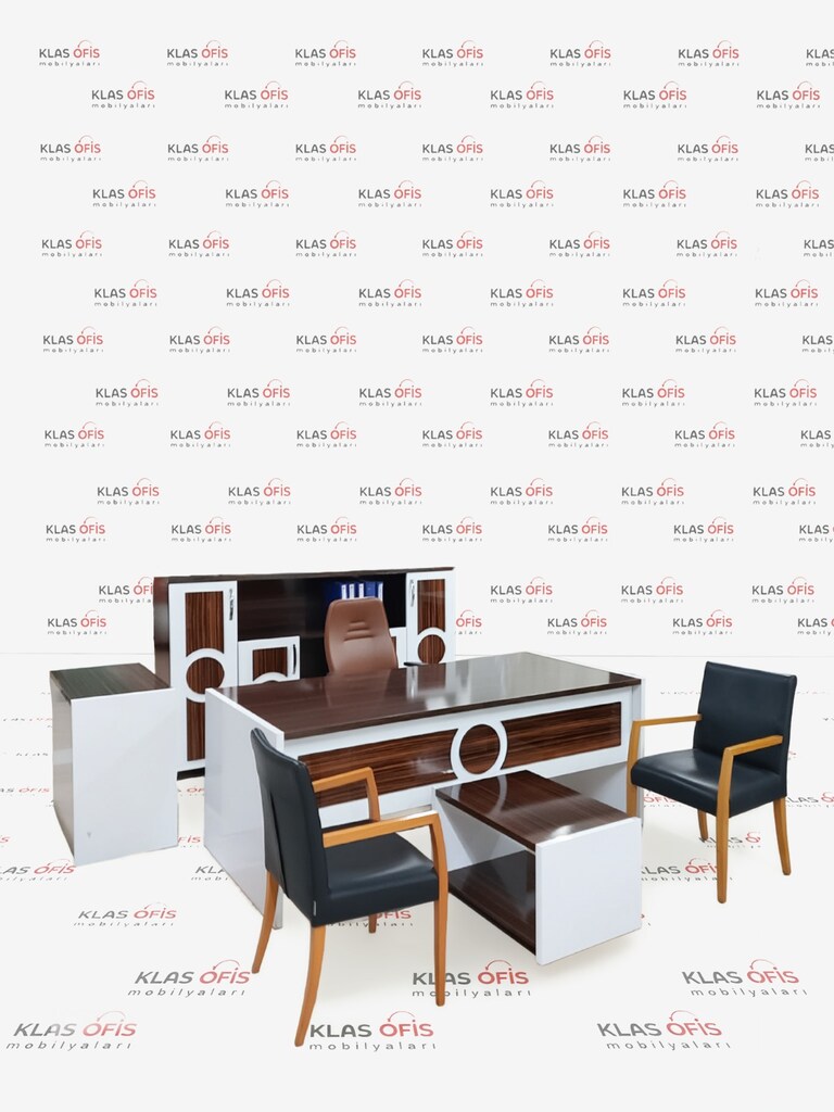 KLAS OFİS ÜSKÜDAR 200x90 CEVİZ MAKAM TAKIMI SETİ İKİNCİ EL - 2