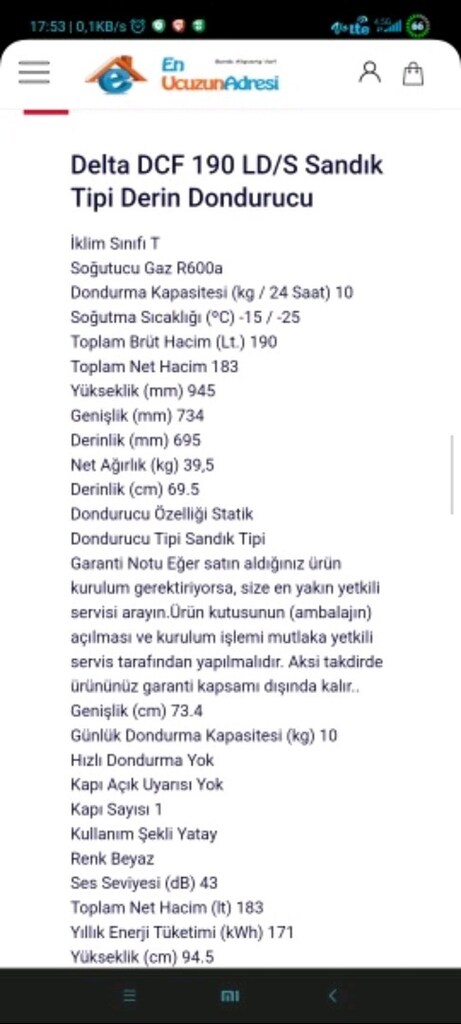 DELTA 190 LT DERİN DONDURUCU AKTİF ÇALIŞAN YEPYENİ SORUNSUZ YENİDOĞAN - 7