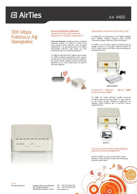 Airties Air 4400 1Port 300Mbps 2.el temiz wifi güçlendirici üsküdar