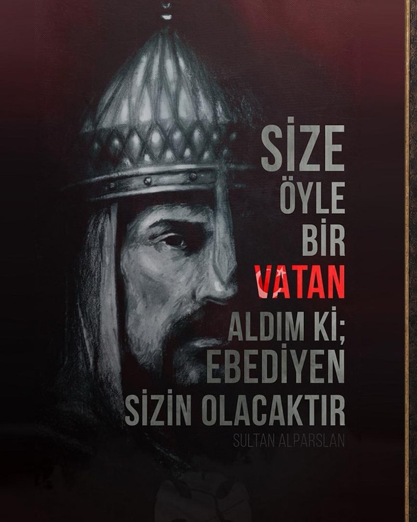 Sultan Alparslan Vatan Sözü 50×70 Camlı Çerçeveli Tablo - 2