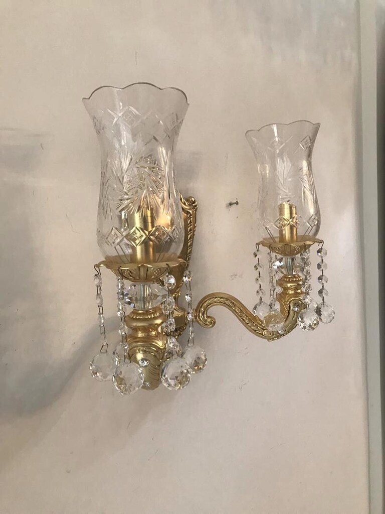 Özkristal Avize Pirinç Döküm Kristal Aplik - 4