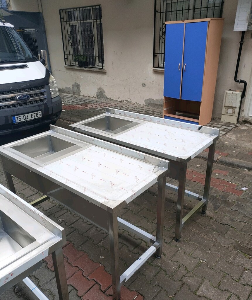 krom evye bulaşık yıkama lavabosu krom eviye tezgah hazır mutfak - 16