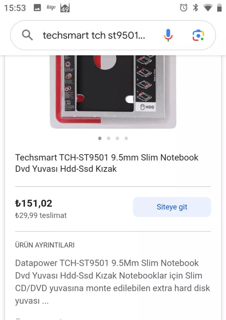 Notebook DVD kızak yuvası .Techsmart TCH-ST9501. Ürün sıfırdır. - 6