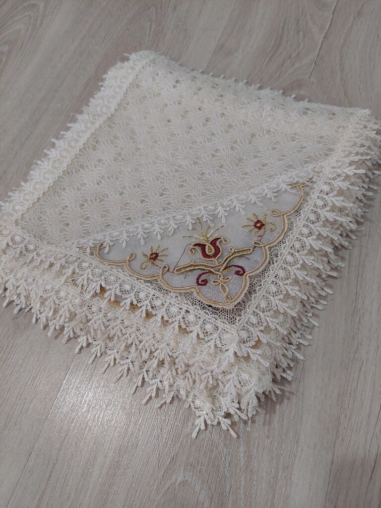 Nakışlı vitrin peçetesi sehpa örtüsü - 4