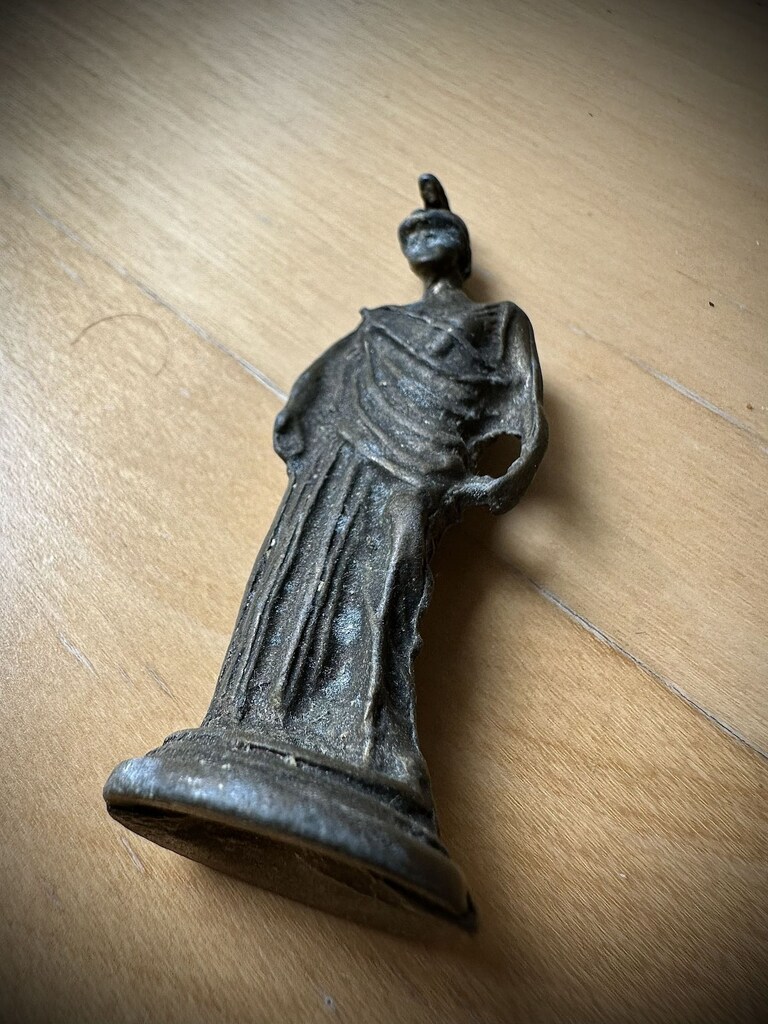 Vintage,koleksiyonluk Antik Yunan Bronz Athena Heykelciği - 3