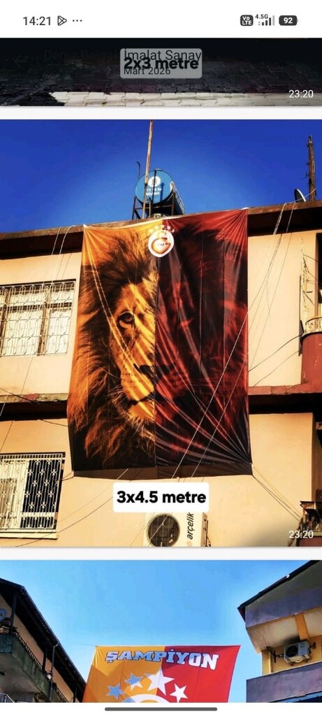 galatasaray bayrağı 3x4.5 metre dev boy - 2