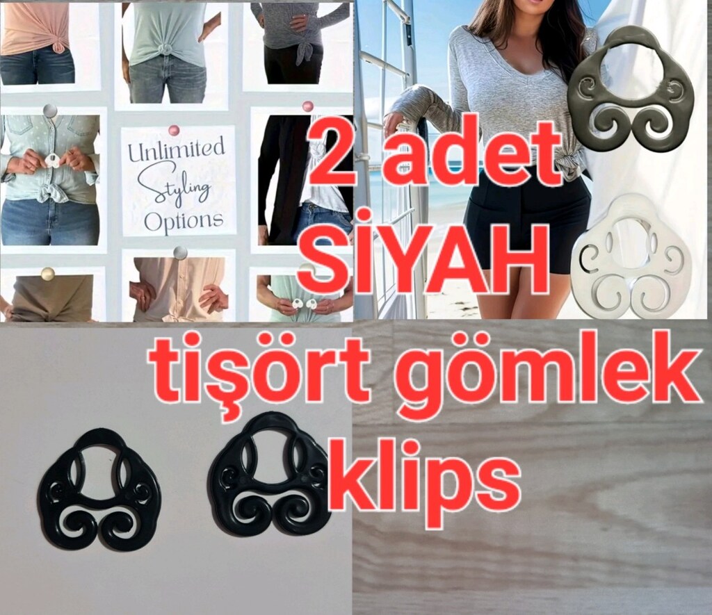 2 adet t-shirt elbise gömlek klipsi. SİYAH. 2 adet toplam fiyatıdır.