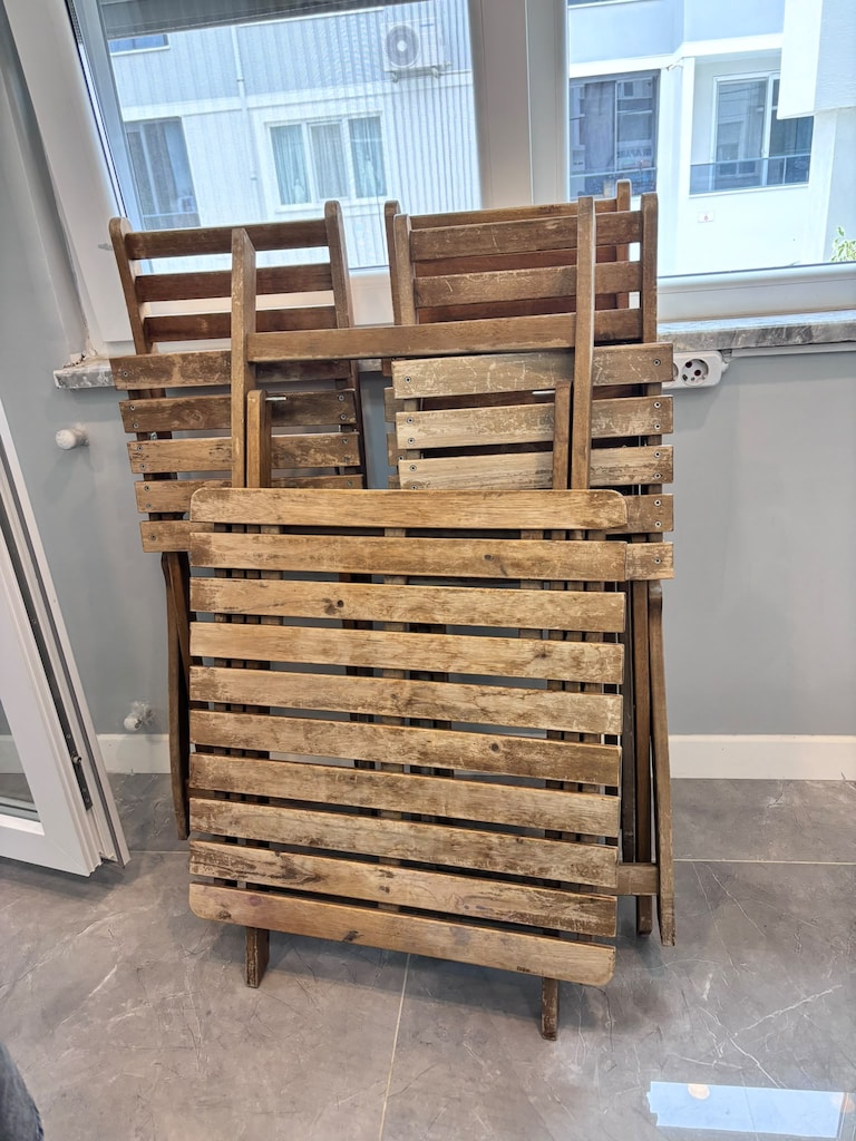 IKEA KATLANIR BALKON MASASI VE 3 LÜ SANDALYE TAKIMI - 5