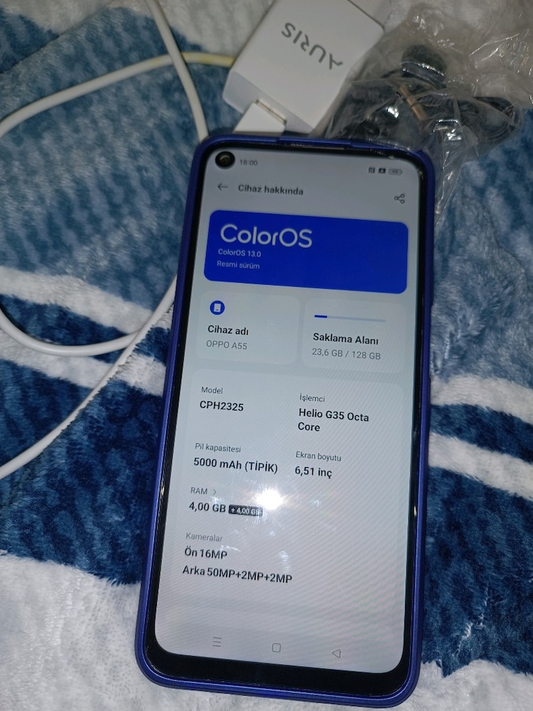 oppo a55 128 GB hafıza 8gb ram yurtiçi cihazı - 2