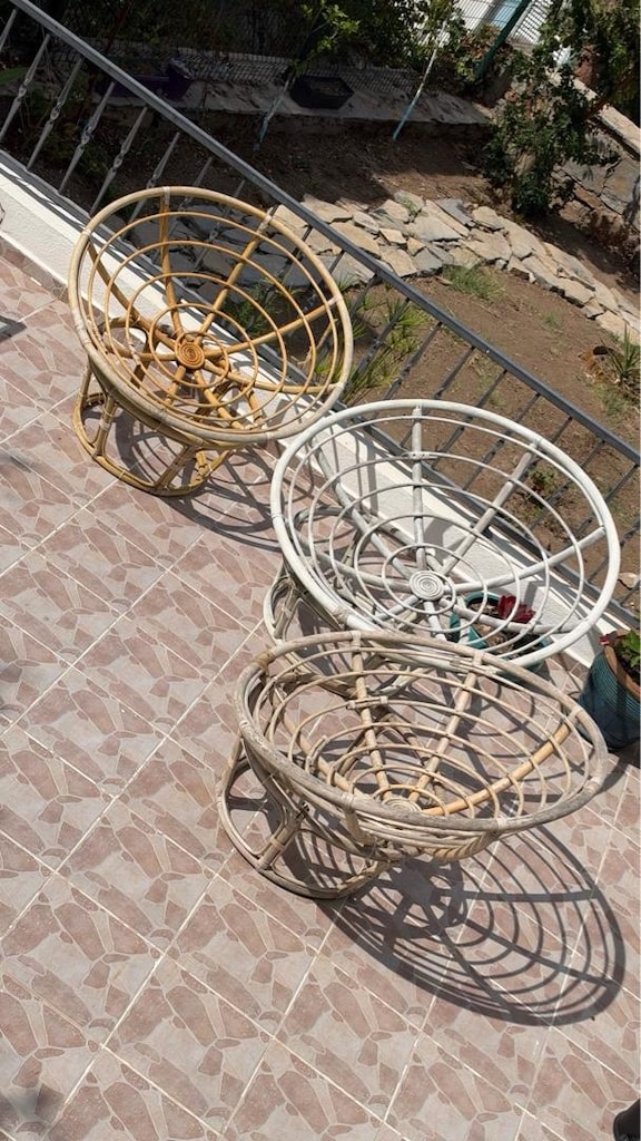 Bambu Rattan Koltuk Oturma Grubu Tekli berjer ikea mudo chakra stili - 12