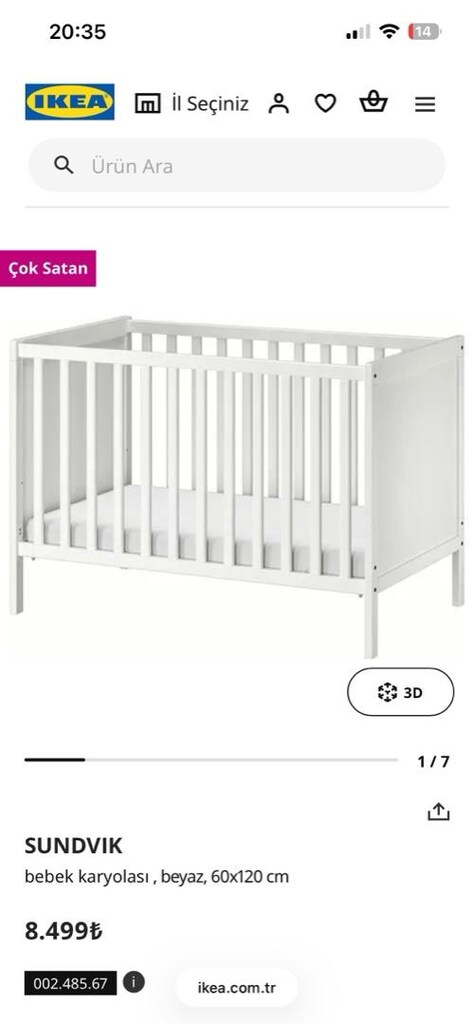 Ikea Sundvik Beyaz 60x120 Bebek Karyola - 2