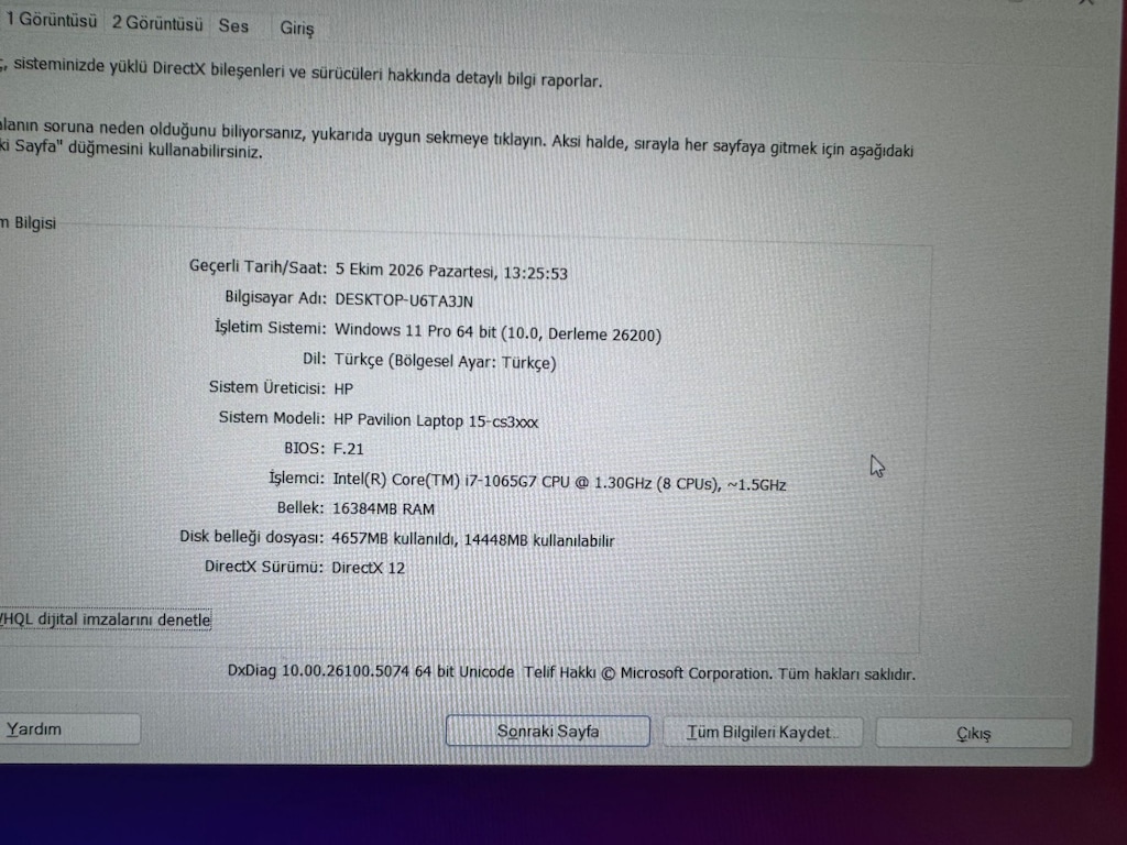HP LAPTOP İ7 10.NESİL 16 GB RAM 512 GB SSD GTX1050 - 7