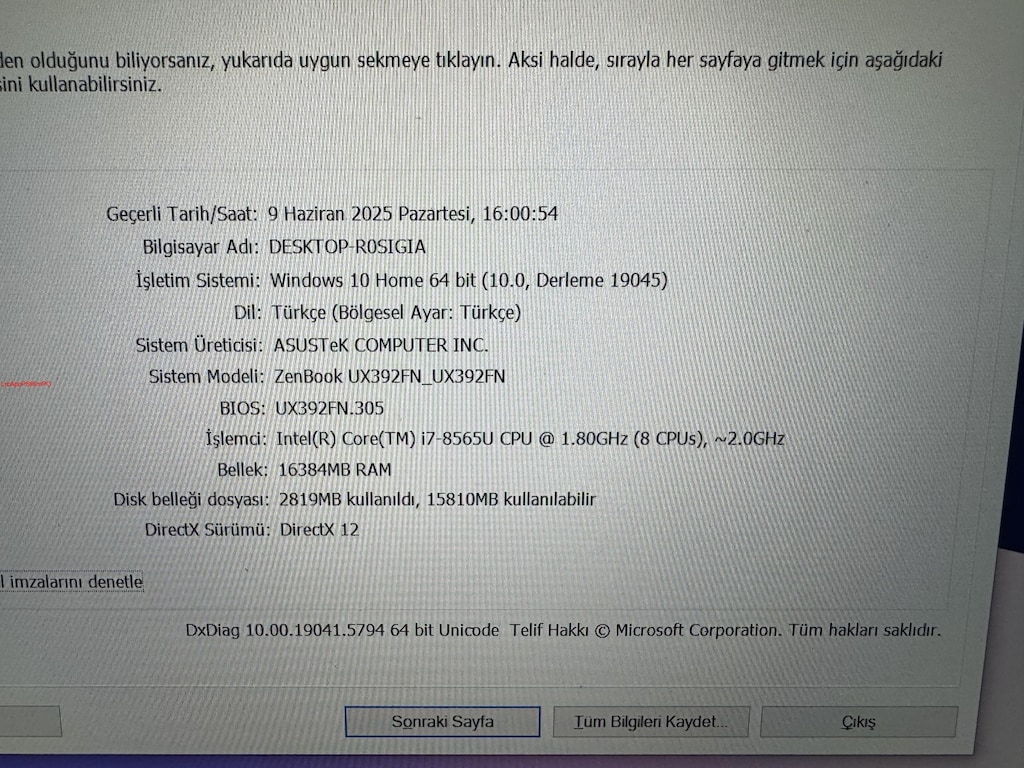 ASUS ZENBOOK İ7 8. NESİL 16 GB RAM 512 M2SSD MX150 - 7