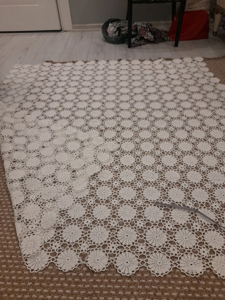 masa örtüsü az kulanıldı kalın ipten öruldu 130.x130.ebatı kare masa - 3