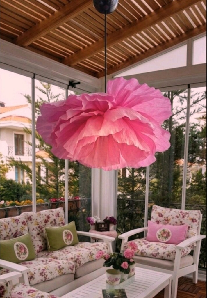 pembe krapon el yapımı avize - 2