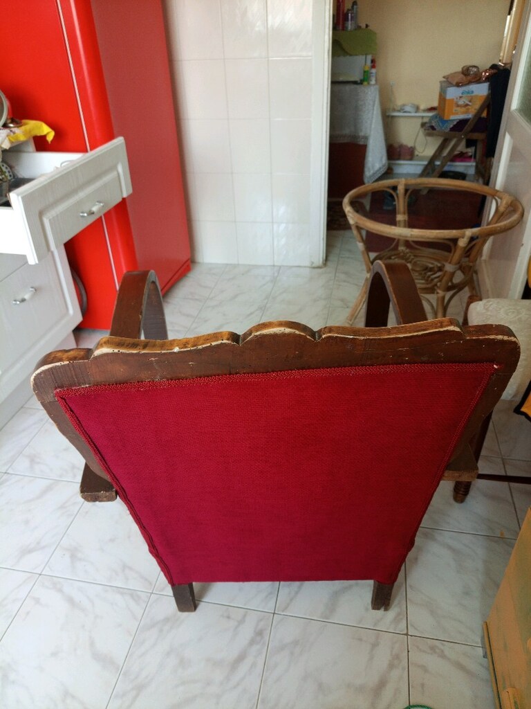 Vintage Kırmızı Koltuk / Berjer - Restorasyonluk - 3