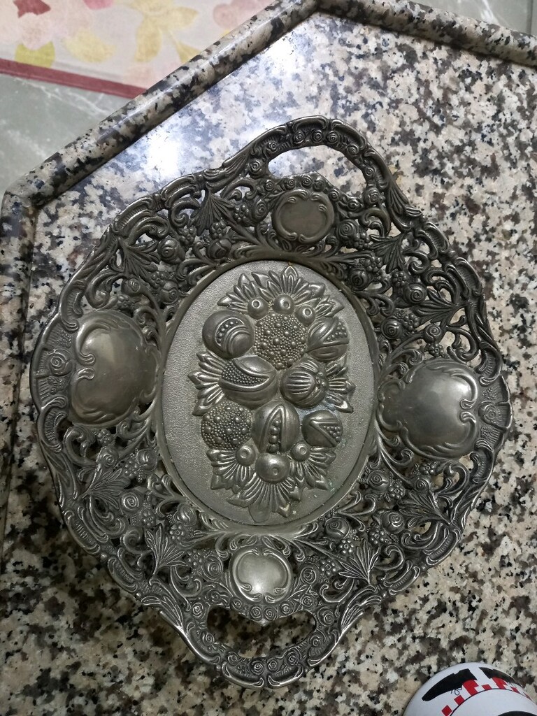Alman gümüşü kabartmalı meyve tabağı - 8