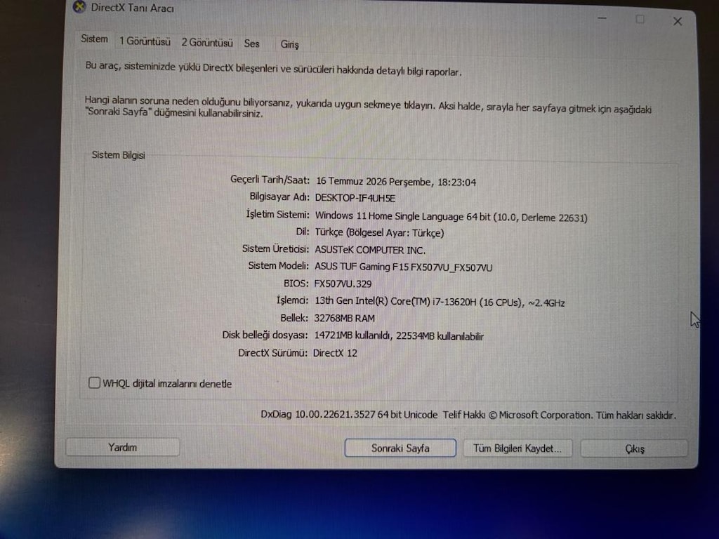 ASUS TUF Gaming F15 RTX4050 1 TB 32 GB RAM - 4