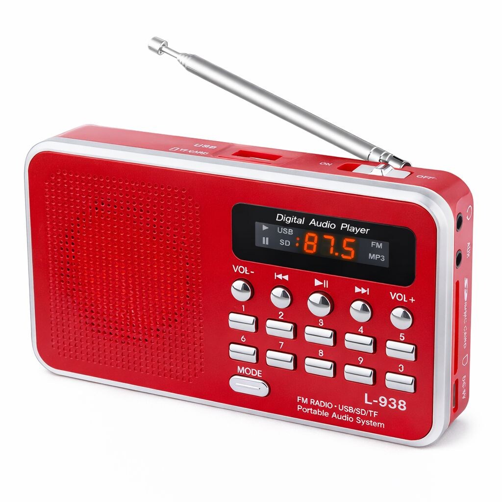 Şarjlı Mini FM Radyo Dijital Ekran USB SD TF Destekli Cep Radyosu - 9