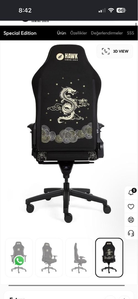 Hawk Gaming Chair Future East Kumaş Oyuncu Koltuğu Özel Seri - 5