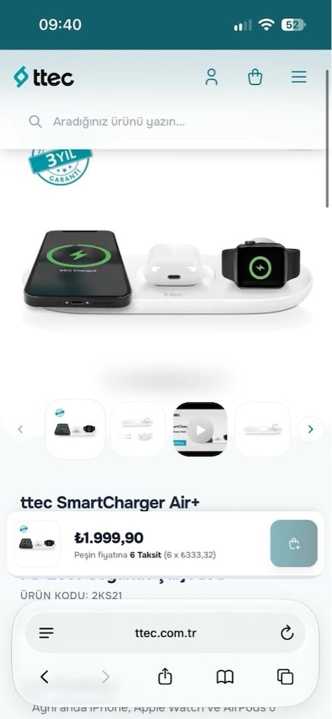 ttec SmartCharger Air+ iPhone+Apple Watch+AirPods Kablosuz Hızlı Şarj - 4