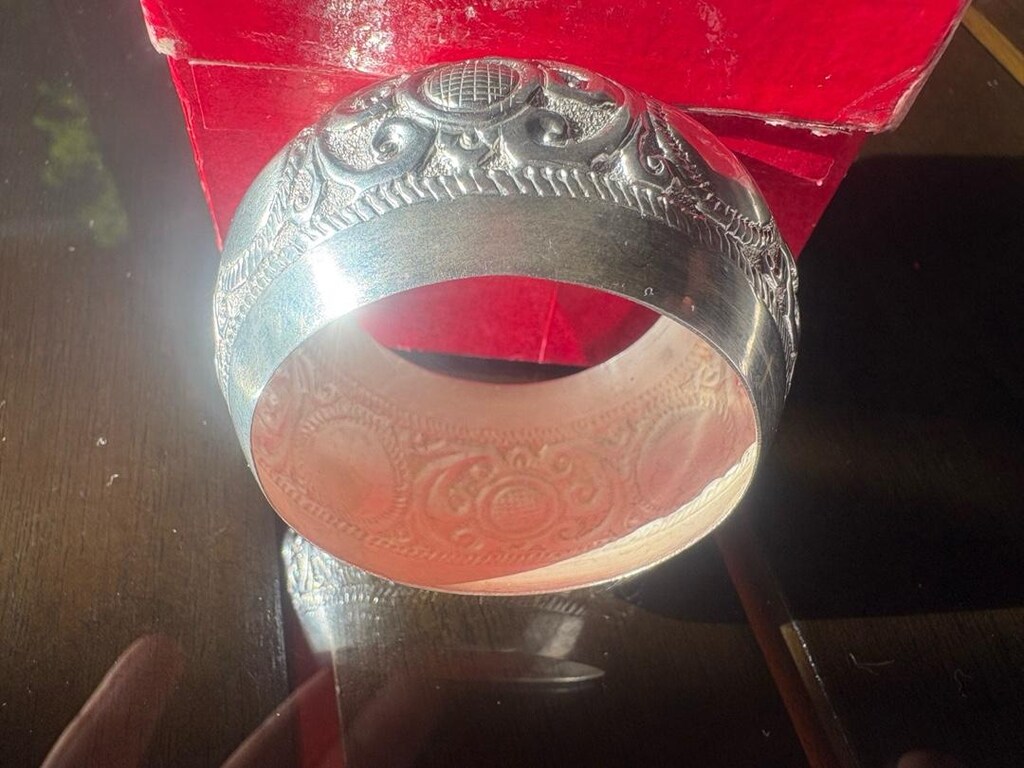 Antika Vintage Gümüş Peçetelik 27gr - 5