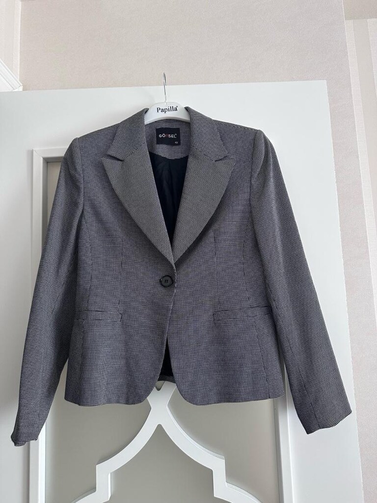 Şık Gri Tek Düğmeli Blazer Ceket - 5